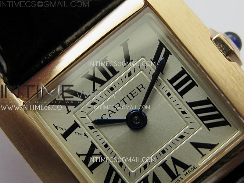 Tank Francaise Ladies 21.2mm RG 8848F 1:1 Best Edition Silver Dial on Black Leather Strap Ronda Quartz V2
